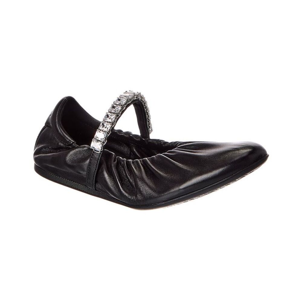Jimmy Choo Jade Leather Ballerina Flat, Black